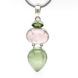 Prehnite Rose Quartz & Peridot Pendant