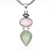 Prehnite Rose Quartz & Peridot Pendant