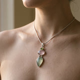 Prehnite Rose Quartz & Peridot Pendant