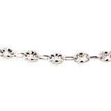 Silver anchor chain close up on a white background