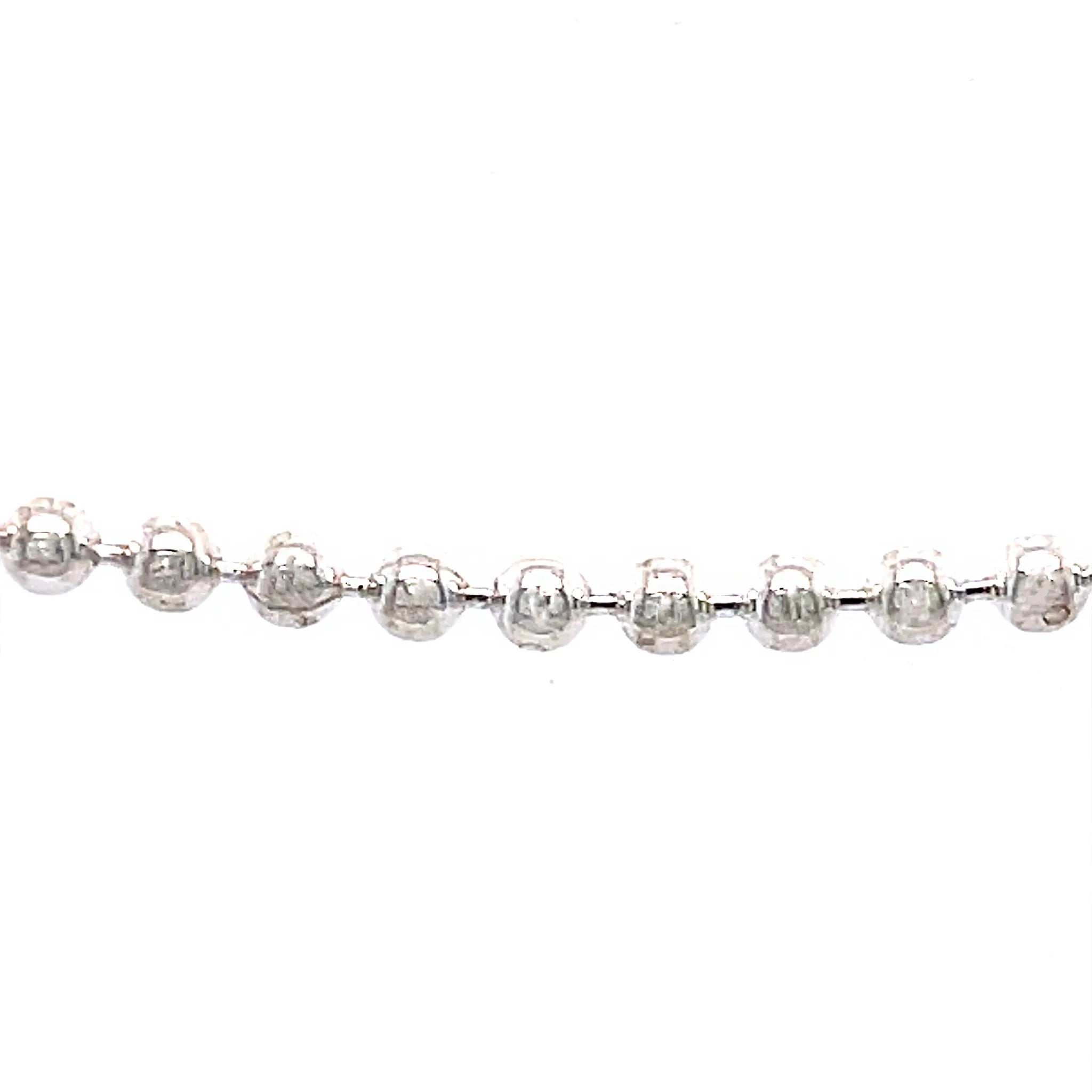 Sterling silver ball chain necklace close up 