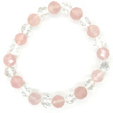 Clear Quartz Rose Quartz Faceted Bead Bracelet