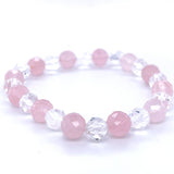 Clear Quartz Rose Quartz Faceted Bead Bracelet