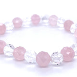 Clear Quartz Rose Quartz Faceted Bead Bracelet