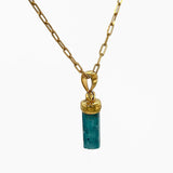 Blue Tourmaline Gold (18k micron plated) Necklace