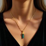 Blue Tourmaline Gold (18k micron plated) Necklace