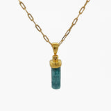Blue Tourmaline Gold (18k micron plated) Necklace