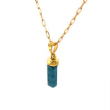 Blue Tourmaline Gold (18k micron plated) Necklace