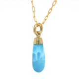Larimar Bullet Pendant in 18k Gold Plated Silver