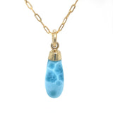 Larimar Bullet Pendant in 18k Gold Plated Silver