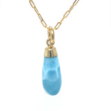 Larimar Bullet Pendant in 18k Gold Plated Silver
