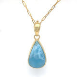 Caribbean-blue Larimar gemstone pendant close up