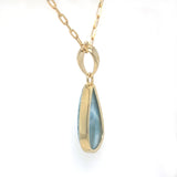 Side back view of genuine Larimar pendant in 18k gold plated silver 