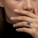 Pink Tourmaline Raw Silver Ring