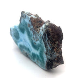 Natural Dominican Republic Larimar specimen with polished face and rough edge