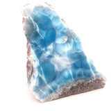 Statement Larimar natural specimen with vivid ocean-blue colour and volcanic matrix