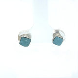 Minimalist Larimar square earrings handcrafted in sterling silver