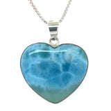Larimar silver heart pendant with ocean-blue natural gemstone