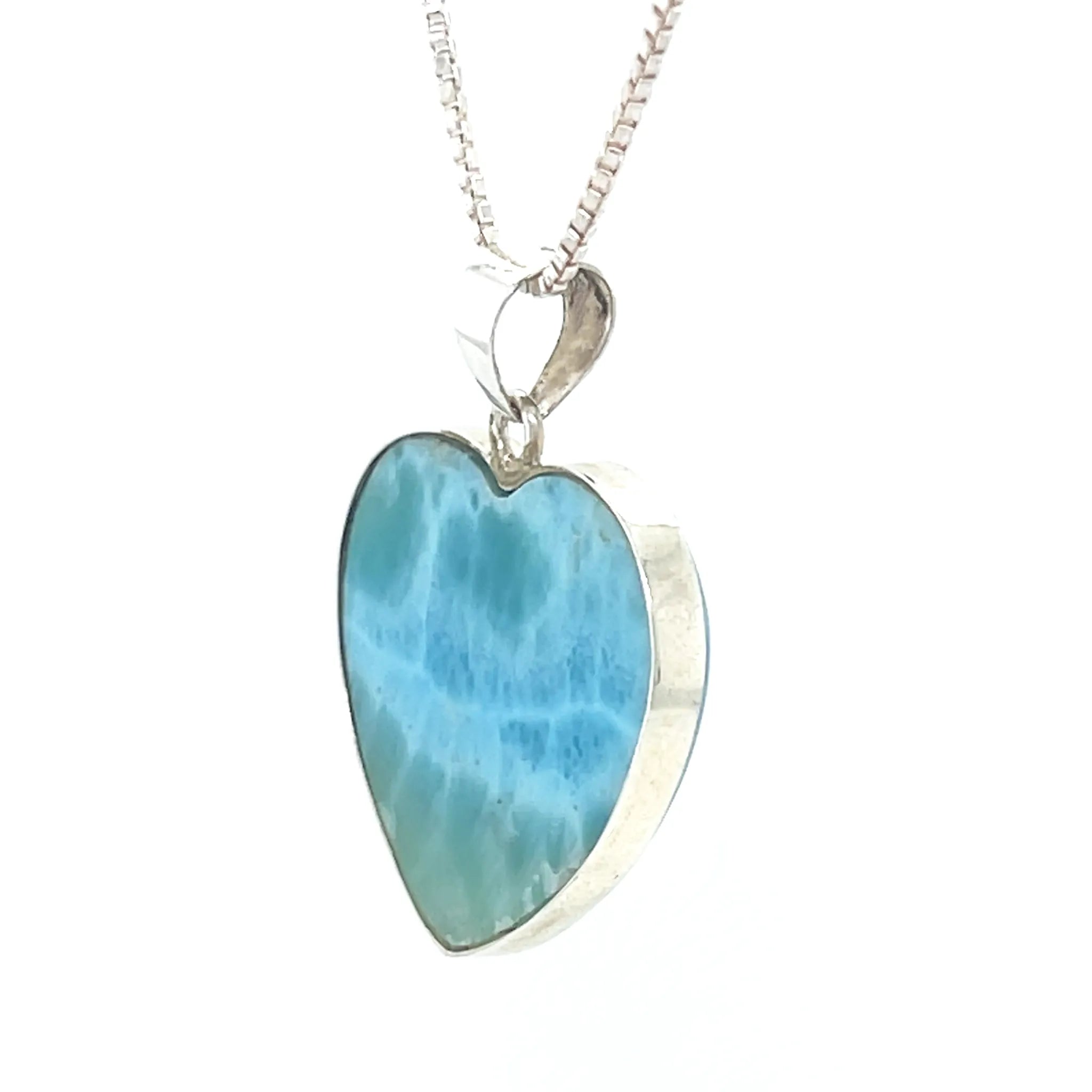 Genuine Dominican Republic Larimar heart pendant in sterling silver