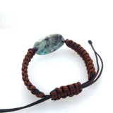 Adjustable Larimar cord bracelet with sliding knot closure and blue stone