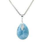     Genuine Larimar sterling silver pendant with ocean-blue gemstone