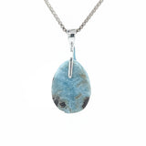     Sterling silver Larimar necklace pendant side view