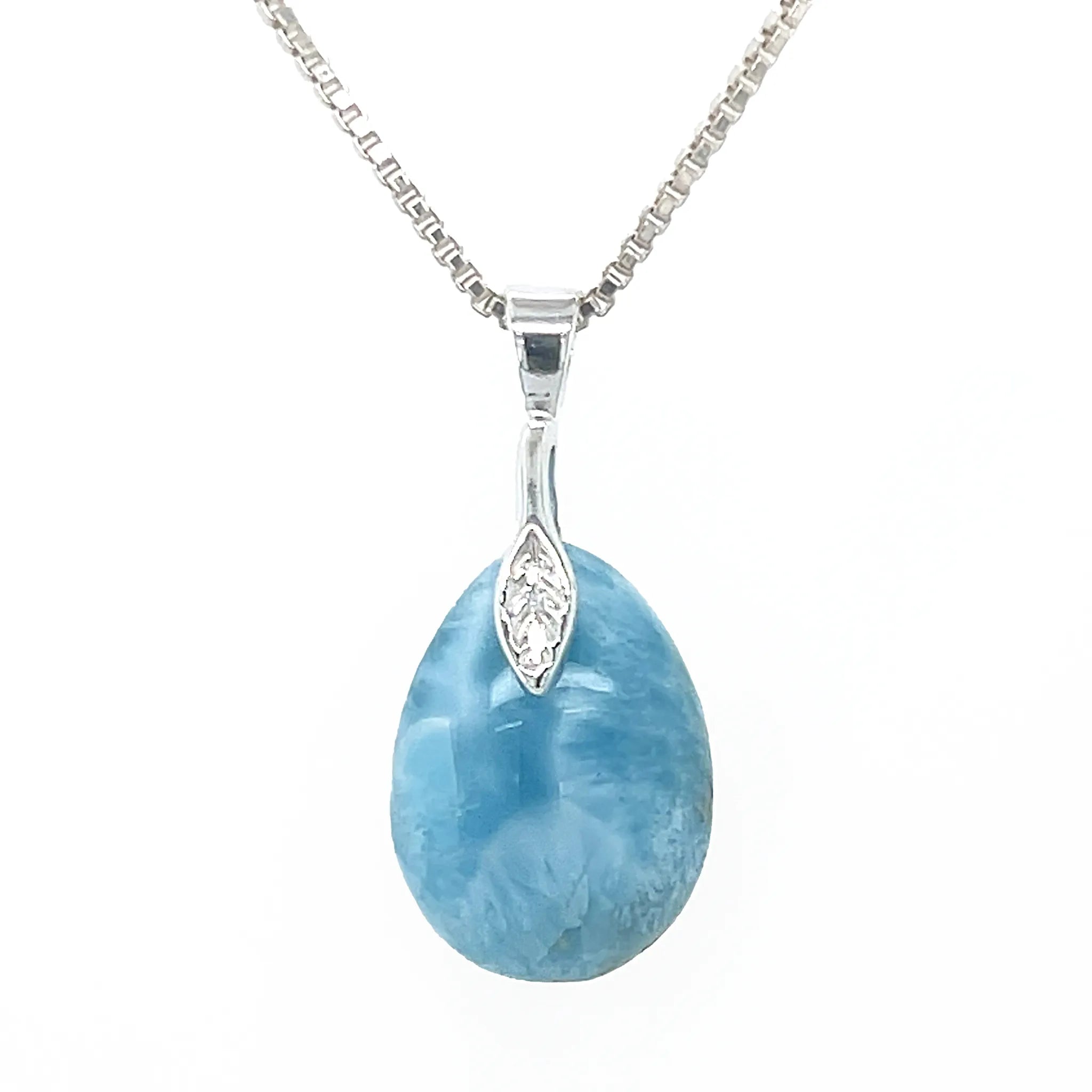 Genuine Dominican Republic Larimar pendant in silver setting