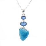 Statement Larimar Blue Kyanite pendant set in .925 sterling silver
