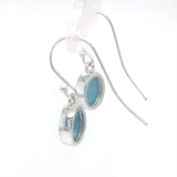 Larimar silver earrings with oval cabochons and hook fittings