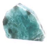 High grade Larimar slice with vivid ocean-blue colour and natural matrix