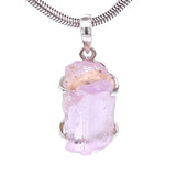 Raw Pink Kunzite Sterling Silver Pendant