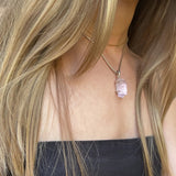 Raw Pink Kunzite Sterling Silver Pendant
