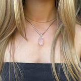 Raw Pink Kunzite Sterling Silver Pendant