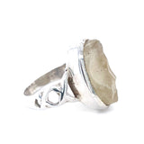 Raw Libyan Desert Glass Sterling Silver Ring