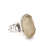 Raw Libyan Desert Glass Sterling Silver Ring