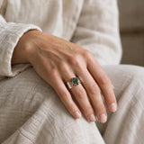 Raw Moldavite Wide Band Sterling Silver Ring