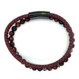Red Tiger Eye Beads Leather Bracelet