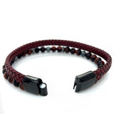 Red Tiger Eye Beads Leather Bracelet