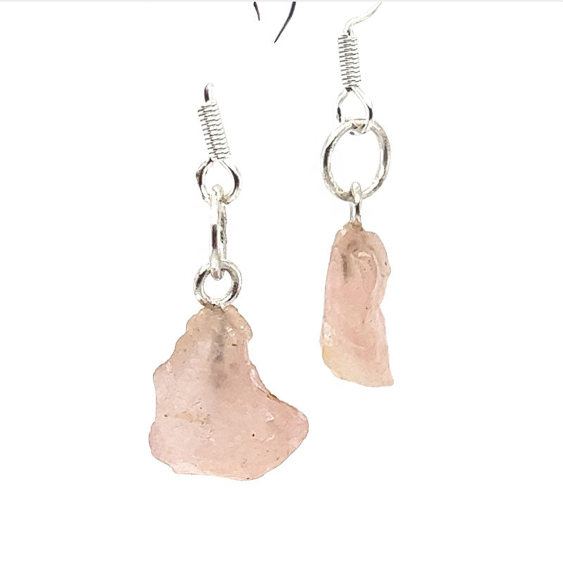 Rose Quartz Raw Earrings