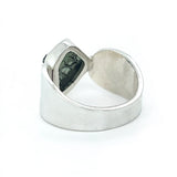 Raw Moldavite Wide Band Sterling Silver Ring