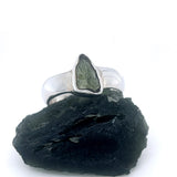 Raw Moldavite Sterling Silver Ring