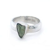 Raw Moldavite Sterling Silver Ring