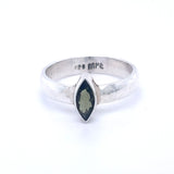 Faceted Marquise Moldavite Sterling Silver Ring