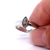 Faceted Marquise Moldavite Sterling Silver Ring