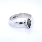 Faceted Marquise Moldavite Sterling Silver Ring