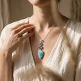 Larimar and Blue Kyanite pendant on sterling silver chain