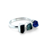 Tanzanite, Aquamarine & Tourmaline Sterling Silver Ring