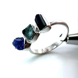 Tanzanite, Aquamarine & Tourmaline Sterling Silver Ring