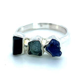 Tanzanite, Aquamarine & Tourmaline Sterling Silver Ring