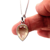 Pear Faceted Libyan Desert Glass Sterling Silver Pendant